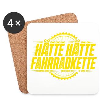 Hätte Hätte Fahrradkette - Lustiges Fahrrad Shirt - Untersetzer (4er-Set) - Weiß - Vorne