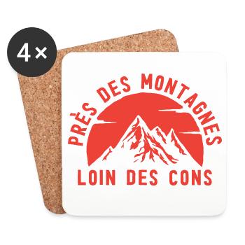 Montagnes au Crépuscule Rouge - Dessous de verre (lot de 4) - blanc - Devant