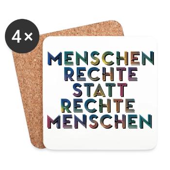 Menschenrechte Statt Rechte Menschen T-Shirt  - Untersetzer (4er-Set) - Weiß - Vorne