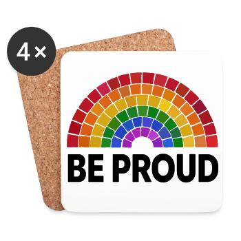 Be Proud | Rainbow Mosaic | Pride | LGBT - Coasters (set of 4) - white - Front