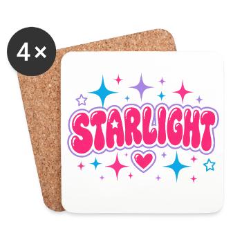 STARLIGHT Y2K Bubble Lettering - Retro 2000s Art - Coasters (set of 4) - white - Front