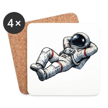 Relaxed astronaut in retro design - Coasters (set of 4) - white - Front