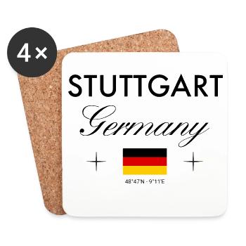 Stuttgart, Germany, coordinates, travel, souvenir - Coasters (set of 4) - white - Front