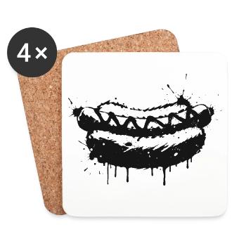 Hot Dog Street Art Black - Coasters (set of 4) - white - Front