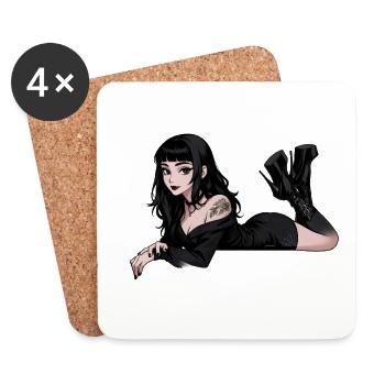 Gothic Pinup Dark Elegance - Coasters (set of 4) - white - Front