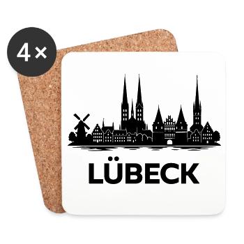 Lübeck Skyline - Untersetzer (4er-Set) - Weiß - Vorne
