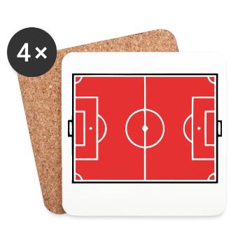Fussballfeld Spielfeld Grafik - Untersetzer (4er-Set) - Weiß - Vorne