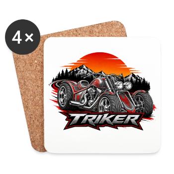 Triker Dreirad Motorrad Grafik Designtribals  - Untersetzer (4er-Set) - Weiß - Vorne