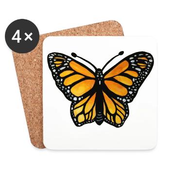 Monarch-Sonnenuntergangsschmetterling - Untersetzer (4er-Set) - Weiß - Vorne