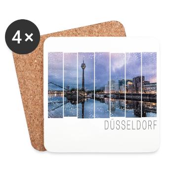 Düsseldorf in Nordrhein Westfalen mit Skyline - Untersetzer (4er-Set) - Weiß - Vorne
