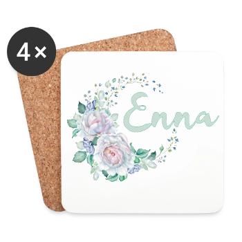 Enna Blütenname Aquarell - Untersetzer (4er-Set) - Weiß - Vorne
