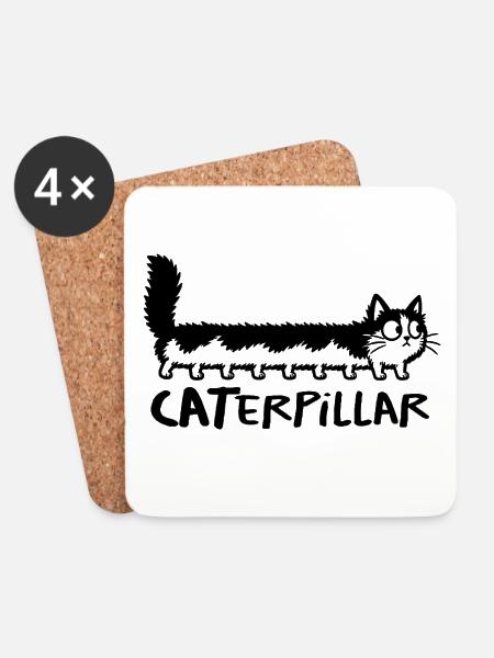 Chat chenille CATerpillar - Untersetzer (4er-Set) - Weiß