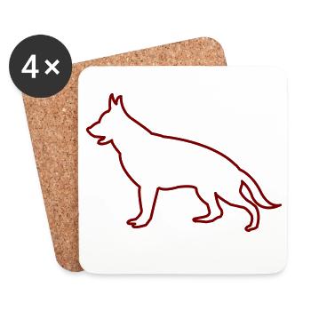 Hund Silhouette - Untersetzer (4er-Set) - Weiß - Vorne