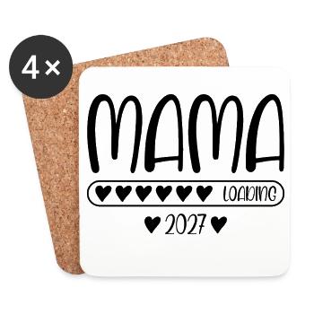 Mama 2027 Loading Baby Schwangerschaft verkünden - Untersetzer (4er-Set) - Weiß - Vorne