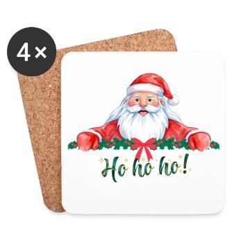 Ho Ho Ho Weihnachtsmann - Untersetzer (4er-Set) - Weiß - Vorne