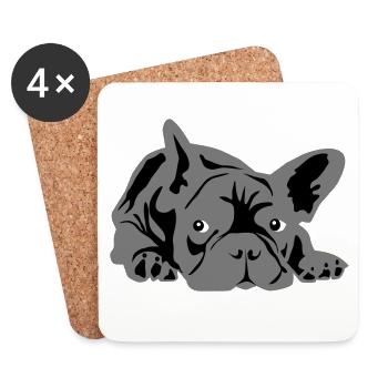 französische bulldogge 2 Farben - Untersetzer (4er-Set) - Weiß - Vorne