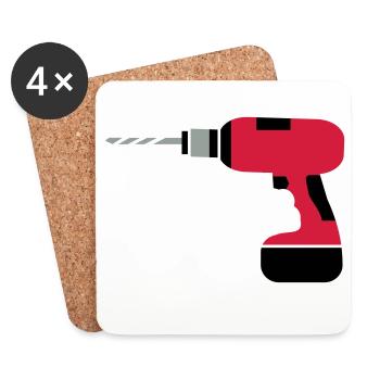 A cordless drill - Coasters (set of 4) - white - Front