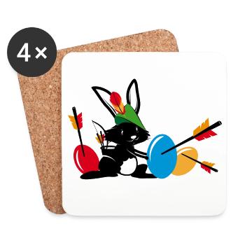 Easter bunny with a bow and arrow - Coasters (set of 4) - white - Front