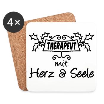 Therapeut - Herz & Seele Geschenk - Untersetzer (4er-Set) - Weiß - Vorne