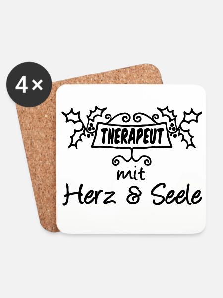 Therapeut - Herz & Seele Geschenk - Untersetzer (4er-Set) - Weiß