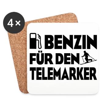 Benzin Telemarker - Untersetzer (4er-Set) - Weiß - Vorne