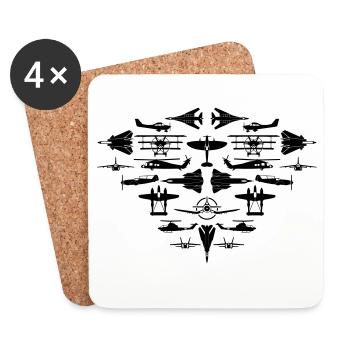 Avion avion avion - Dessous de verre (lot de 4) - blanc - Devant