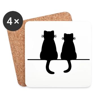 Katze Katzen Kätzchen Freundschaft Liebe Geschenk - Untersetzer (4er-Set) - Weiß - Vorne