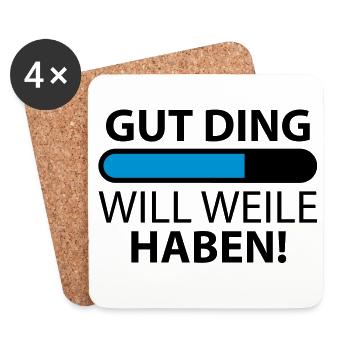 Gut Ding will Weile haben | Ladebalken - Dessous de verre (lot de 4) - blanc - Devant