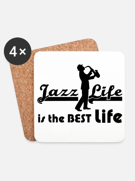 Jazz Life Musik Musiker Band Sprüche Geschenk - Untersetzer (4er-Set) - Weiß