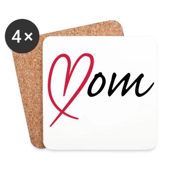 Mom Herz - Untersetzer (4er-Set) - Weiß - Vorne