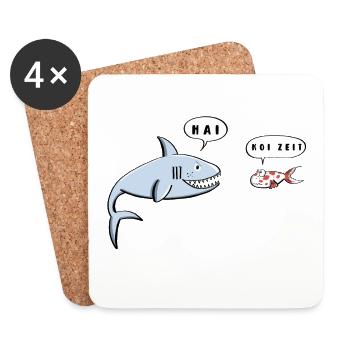 Hai Und Koi I Lustige Sprüche I Fische Geschenk - Untersetzer (4er-Set) - Weiß - Vorne