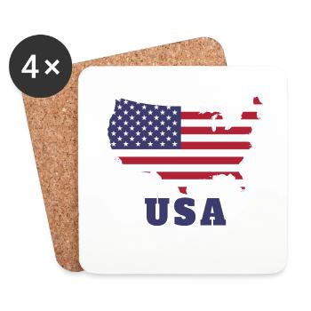 Flag Silhouette USA - Coasters (set of 4) - white - Front