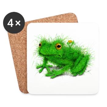 Gras Frosch - Untersetzer (4er-Set) - Weiß - Vorne