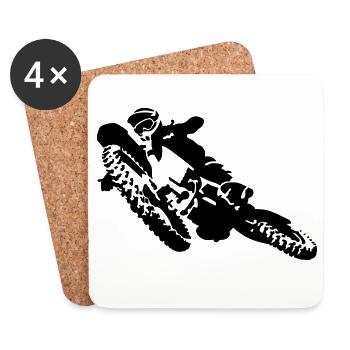 Motocross - Untersetzer (4er-Set) - Weiß - Vorne
