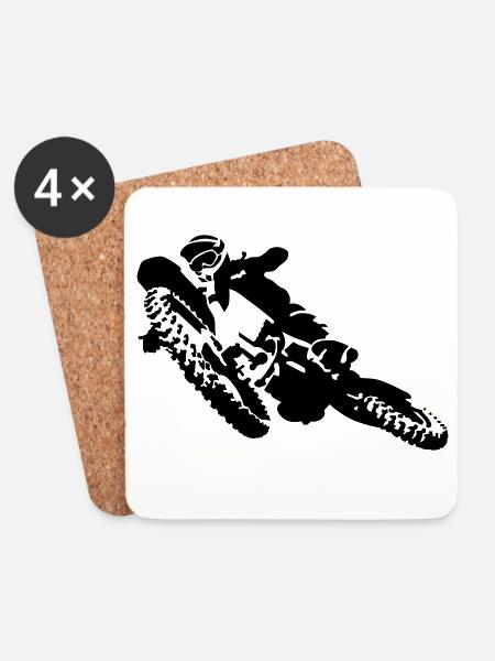 Motocross - Untersetzer (4er-Set) - Weiß