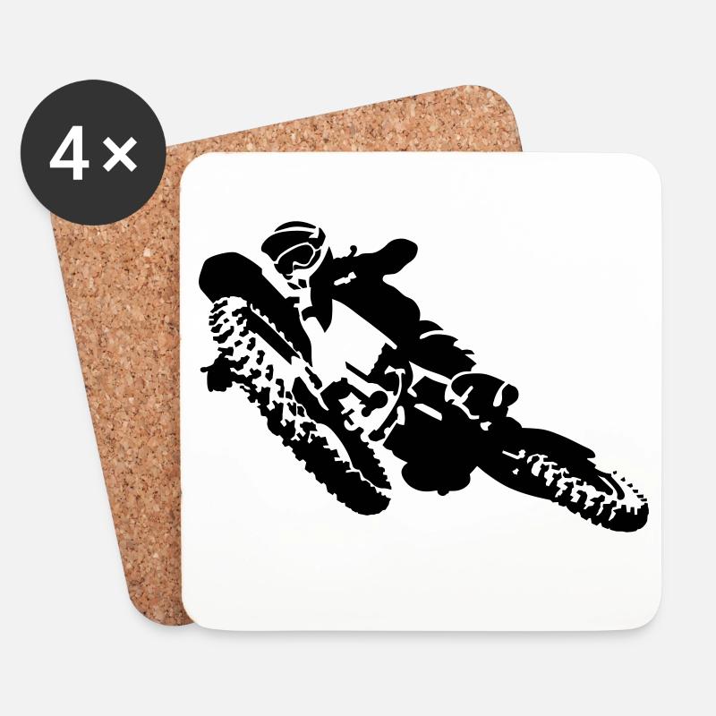 Motocross - Untersetzer (4er-Set) - Weiß