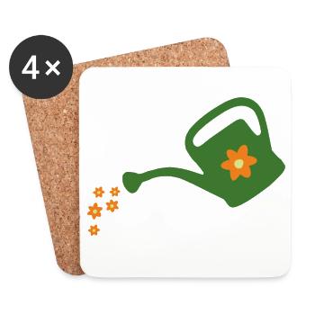 Blumen gießen Gießkanne (dunkel) - Untersetzer (4er-Set) - Weiß - Vorne