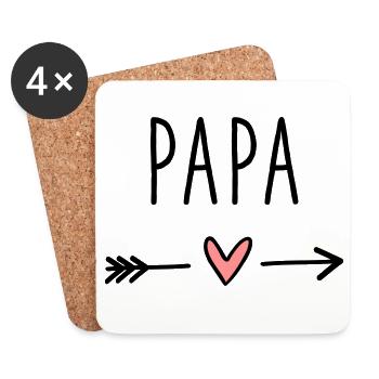 Papa Herz Pfeil Liebe Vatertag Geschenk - Untersetzer (4er-Set) - Weiß - Vorne