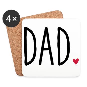 Dad Herz - Gift Father's Day Family Child Love - Coasters (set of 4) - white - Front