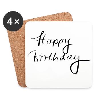 Joyeux anniversaire - Dessous de verre (lot de 4) - blanc - Devant