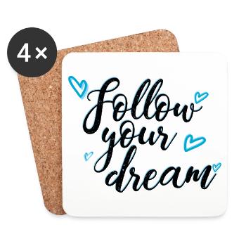 follow your dream saying - Coasters (set of 4) - white - Front