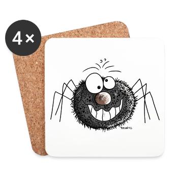 Lustige Spinne - Untersetzer (4er-Set) - Weiß - Vorne