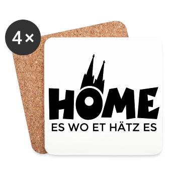 Home es wo et Hätz es - Köln mit Kölner Dom - Untersetzer (4er-Set) - Weiß - Vorne