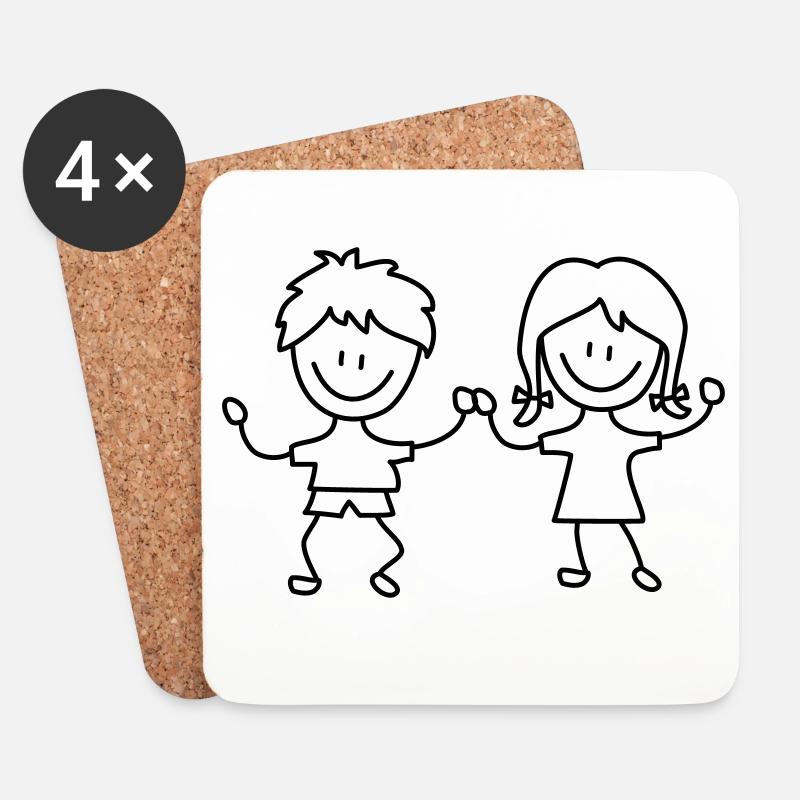 Kinder Kindergarten - Untersetzer (4er-Set) - Weiß