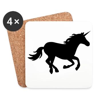 Galoppierendes Einhorn - Untersetzer (4er-Set) - Weiß - Vorne