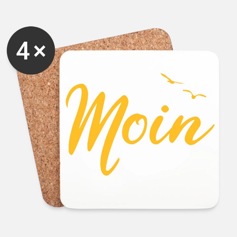 Moin - Spruch Design Geschenk - Untersetzer (4er-Set) - Weiß