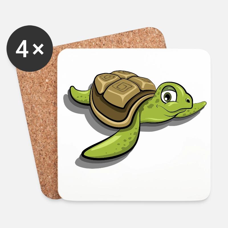 süße Schildkröte comic Meer Tiere cartoon Symbol - Untersetzer (4er-Set) - Weiß