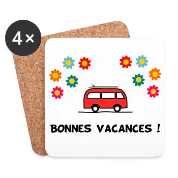 Bonnes Vacances. Vive les vacances. - Dessous de verre (lot de 4) - blanc - Devant