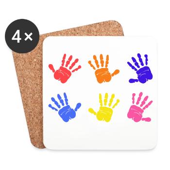 Empreintes de mains sur l’autisme - Dessous de verre (lot de 4) - blanc - Devant