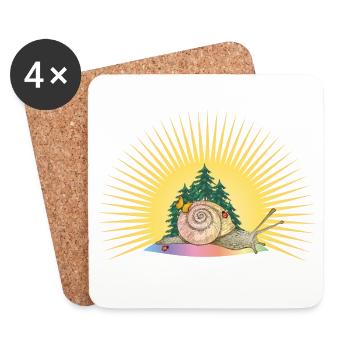 Roman snail in the forest and sunrise - Coasters (set of 4) - white - Front